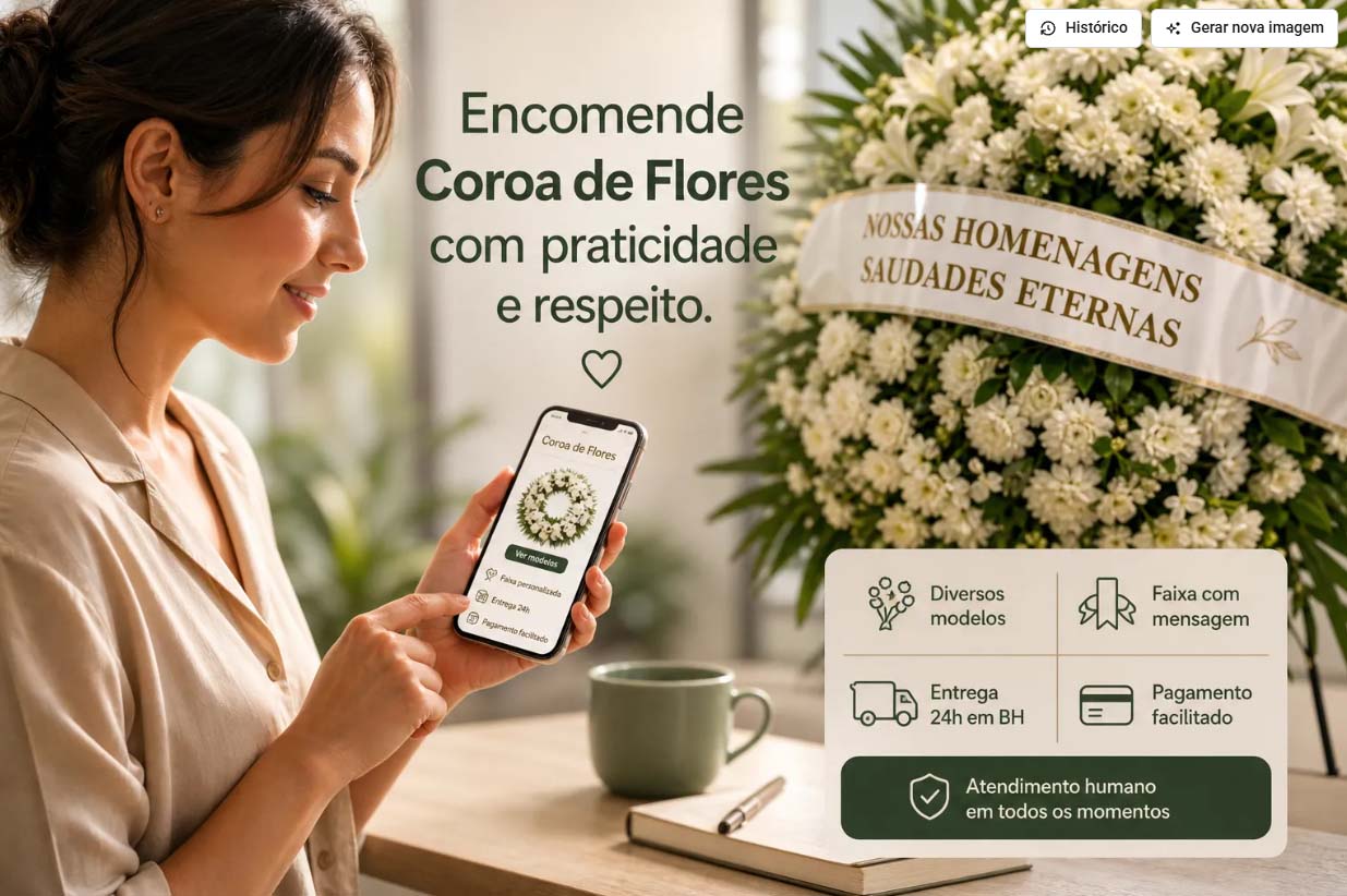Como encomendar coroa de flores no O Cravo e a Rosa, BH